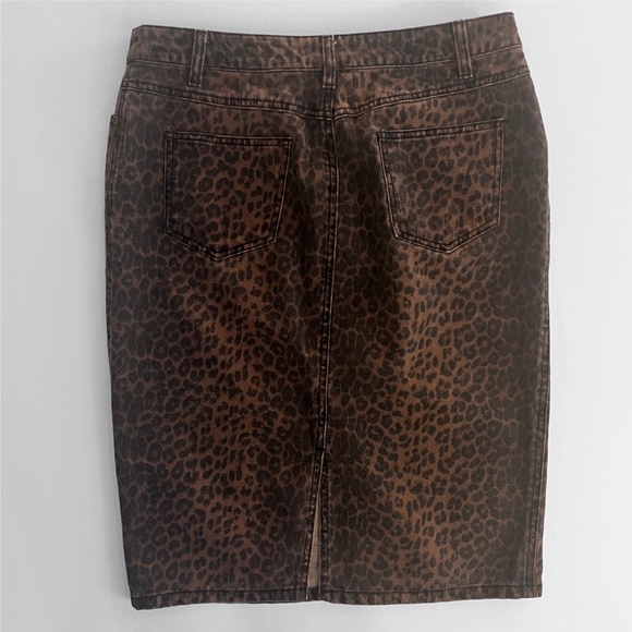 Jeanology Vintage Leopard Print Denim Jean Skirt Brown/Black Size 10 EUC — Y2K - Picture 6 of 8